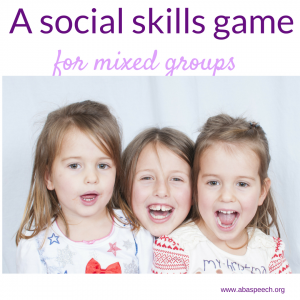 A social skills game to play with mixed groups. If you are anything like me you have students who are working on a variety of social skills. This game is free and fun. Post to your speech therapy board today! #socialskills