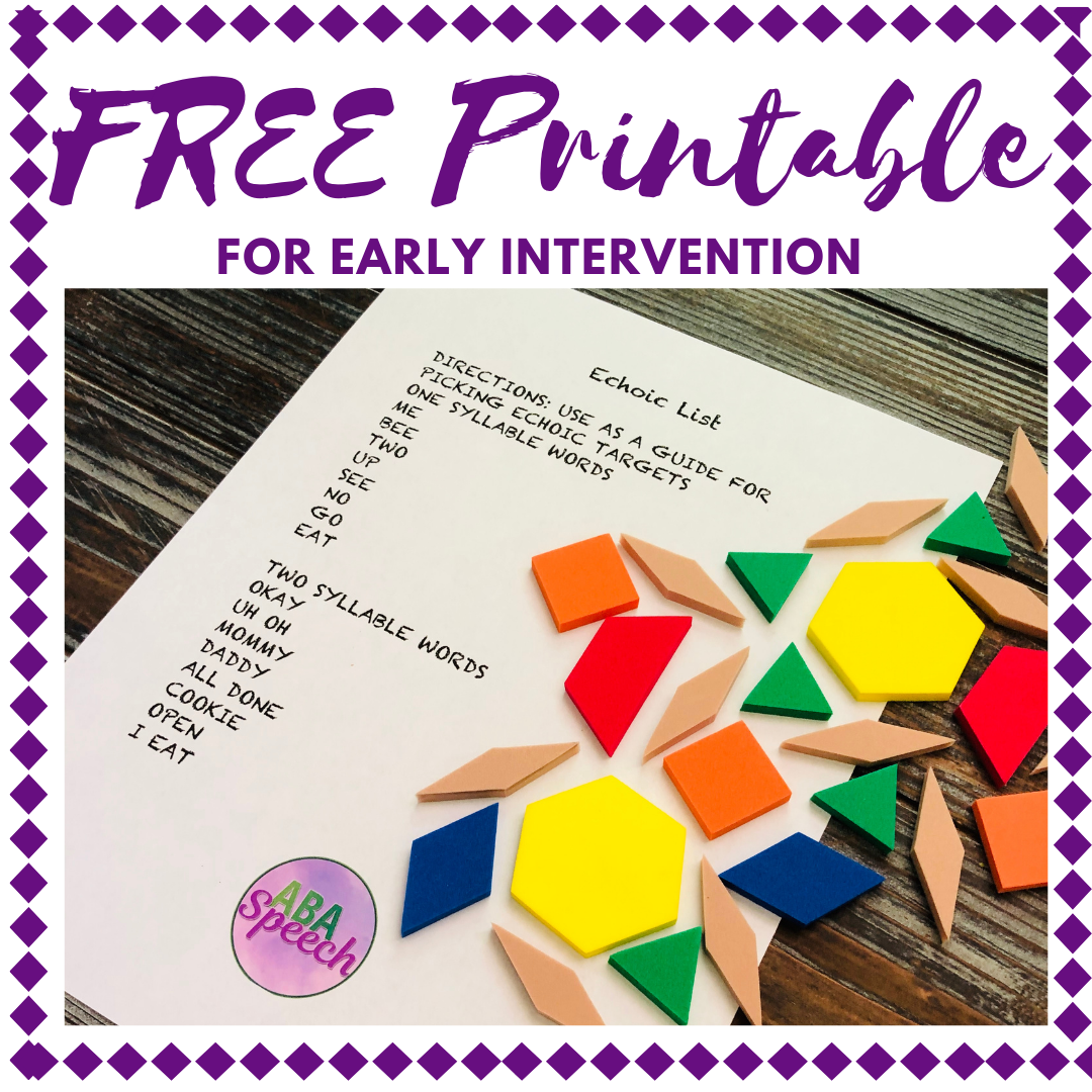 FREE Early Intervention Printable